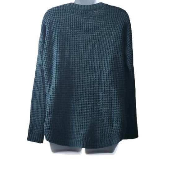 SO Womens Blue Green tight knit longsleeve crewneck sweater size Medium - Picture 2 of 7